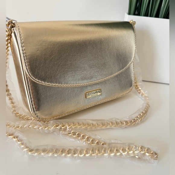 Jimmy Choo Parfums Gold Handbag Purse Crossbody Chain NWT - Picture 1 of 12